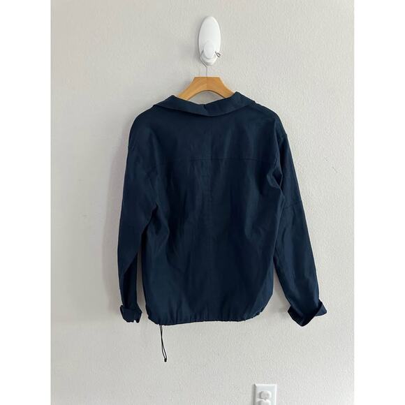 Aether Women’s Italian Cotton-Linen Blend Mara Anorak Navy Sz L - Picture 6 of 8